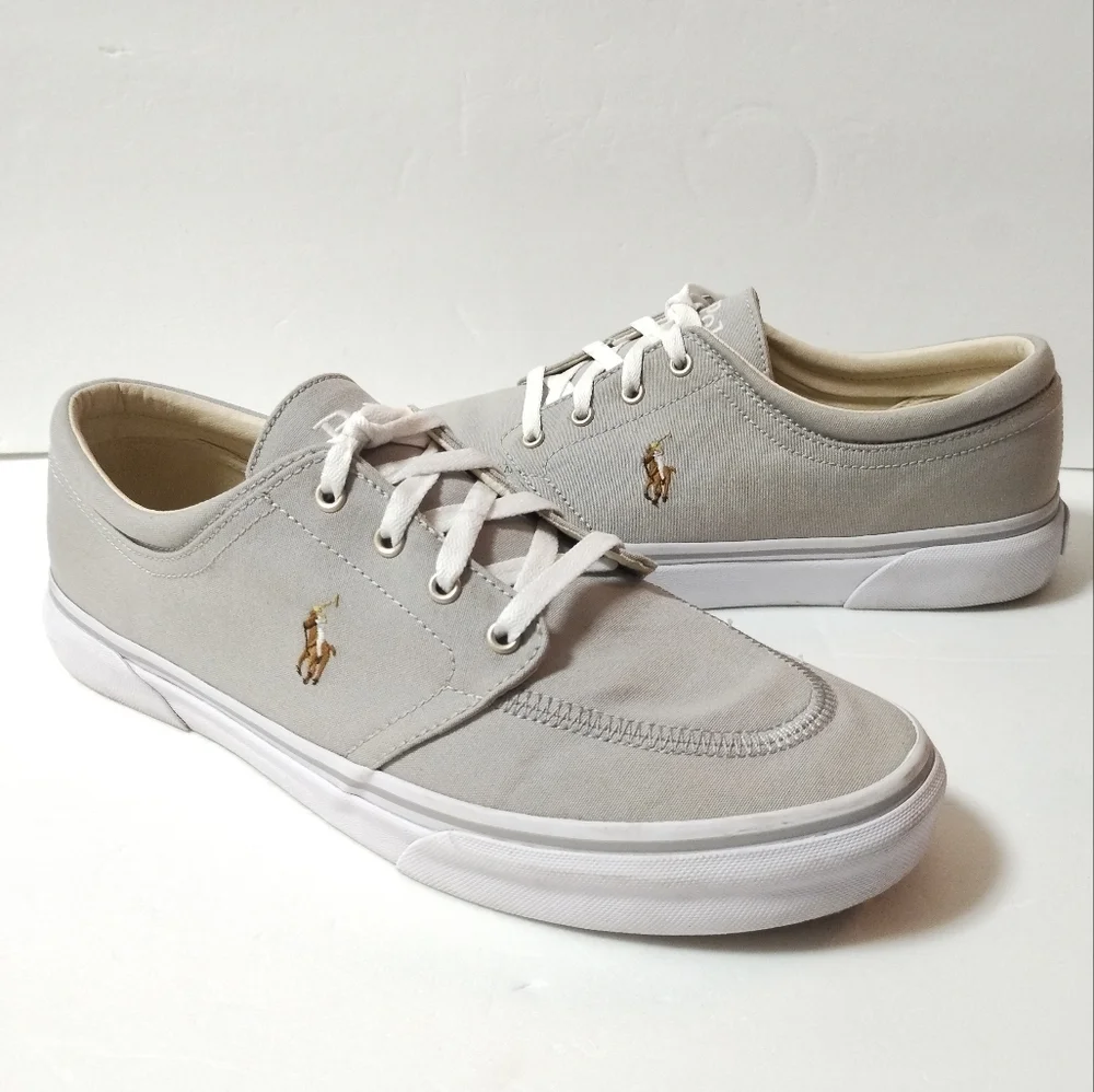 Polo Ralph Lauren‎ Canvas Sneakers Men's Shoes Size 12 Lace Up Gray Faxon X